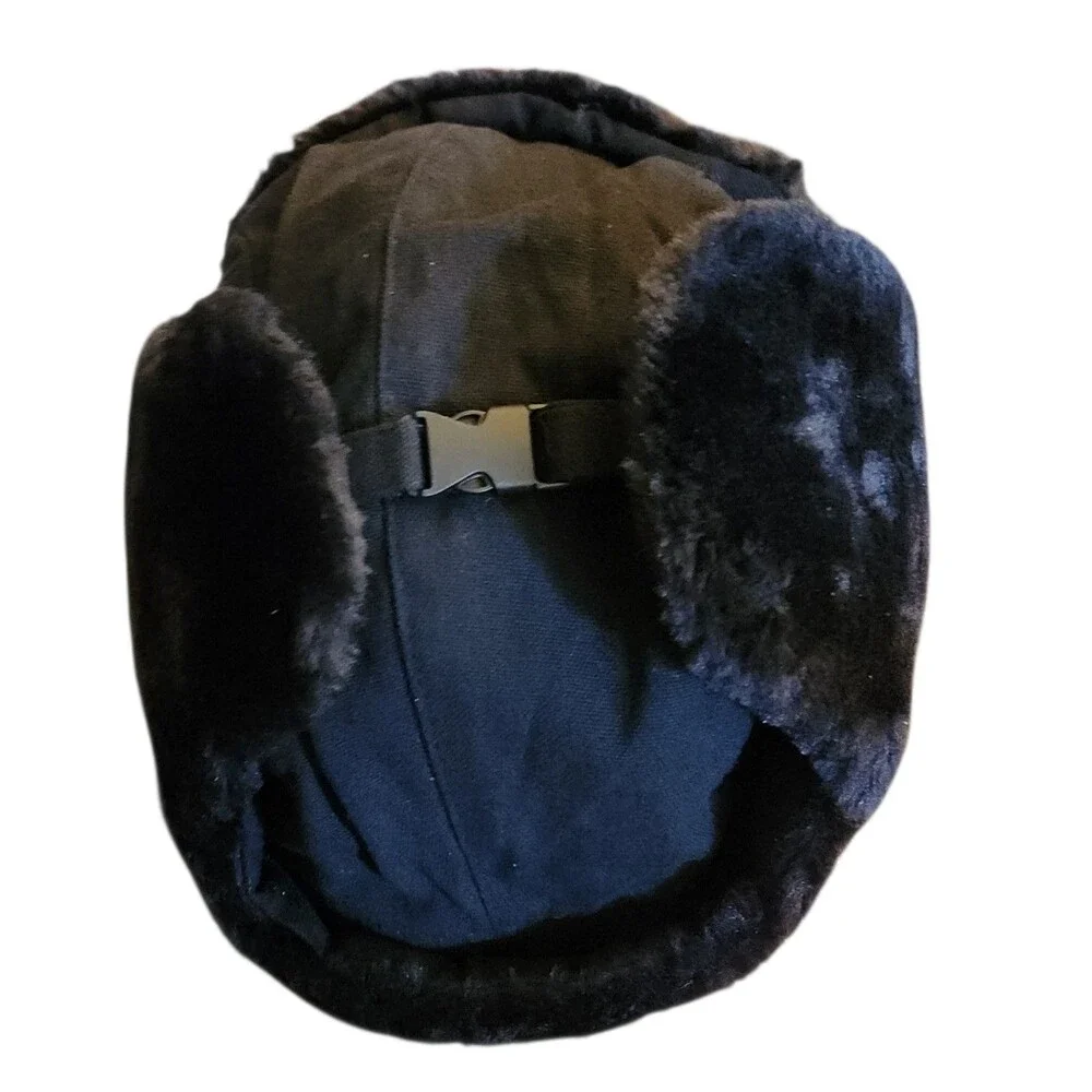 Hot Shot Trapper Hat Black Faux Fur Thinsulate Insulation Ear Flaps Size L/XL